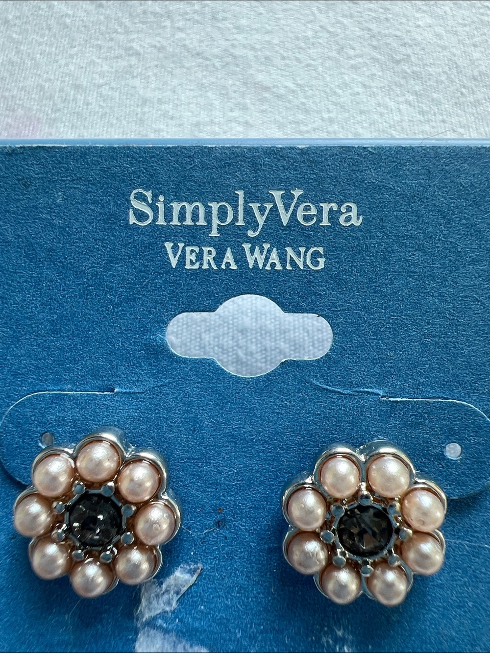 Simply Vera Vera Wang | Pink Pearl and Black Crystal Flower Studs